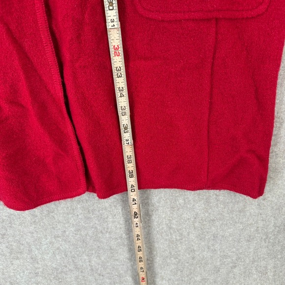 August Max Boiled Wool Long Line Cardigan Jacket Red Button Front Pockets 2XL - Picture 6 of 12